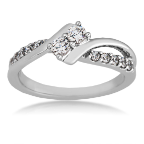 2BeLoved 1/2 ct .tw. Classic 2-Stone Diamond Anniversary Ring in 10K White Gold - RE7669-A56