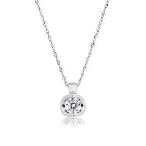 Canadian Rocks 1 ct. tw. Round Diamond Solitaire Pendant in 14K White Gold - RID100-P327W