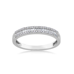 1/4 ct. tw. Round Brilliant and Baguette Diamond Anniversary Band in 10K White Gold - DRA1962-WBN1W@10KW