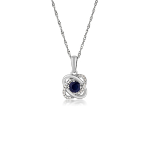 Love Knot Sapphire and .05 ct. tw. Diamond Pendant in 10K White Gold - PF486319-BS@