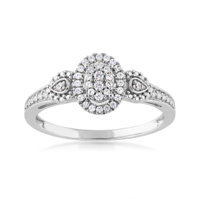 I Promise 1/6 ct. tw. Diamond Oval Vintage Inspired Cluster Promise Ring in 10K White Gold - VR1425BE-WGE4