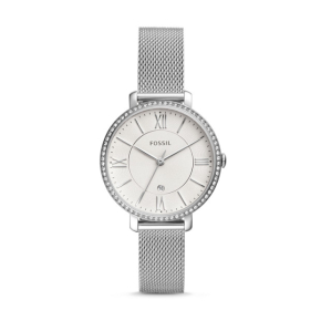 Fossil Ladies' Jacqueline Analog Stainless Steel Watch with White Dial and Mesh Band - ES4627 