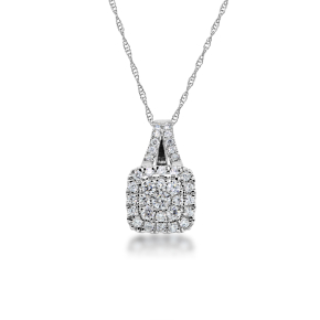 Fairytale Diamonds 1/2 ct. tw. Cushion Cluster Halo Diamond Pendant in 10K White Gold -SKP22189-50