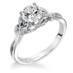 Artcarved Contemporary .07 ct. tw. Diamond Flower Stem Inspired Semi-Mount Engagement Ring in 14K White Gold - 31-V317DRW-E.00-14W