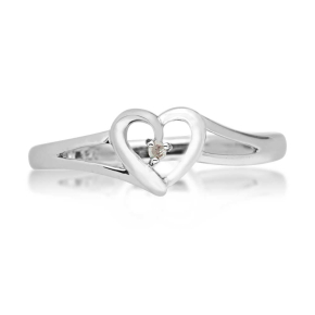 1/100 ct. tw. Diamond Heart Promise Ring in Sterling Silver - FR30127-DIA