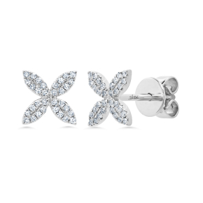 Shy Creation 1/6 ct. tw. Diamond Fashion Flower Stud Earring in 14KT White Gold