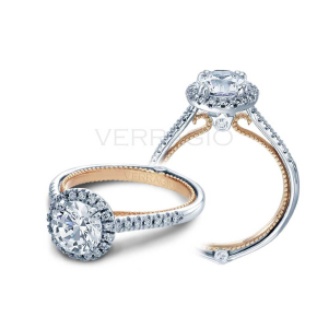 Verragio 1/4 ct. tw. Round Diamond Halo Semi-Mount Engagement Ring with Milgrain Detailing in 18K Two-Tone Gold - ENG-0420R