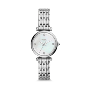 Fossil Ladies' Carlie Analog Watch with Silver Bracelet and Mother-of-Pearl Dial - ES4430