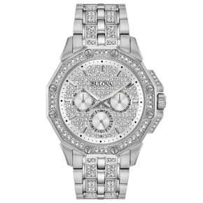 Bulova Men's Octava Chronograph Watch with Pave White Dial - 96C134