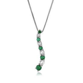 Journey Collection Emerald and .02 ct. tw. Diamond Pendant in 10K White Gold - ZP79041B0314