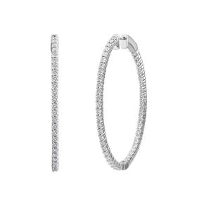 Adamante 3 ct. tw. Round Brilliant Lab-Grown Diamond Hoop Earrings in 14K White Gold - LG-AEF5174HS214W