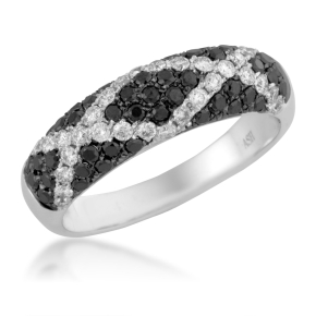 Ladies Treated Black and White Diamond Band in White Gold - RW19217DBL - 13583394