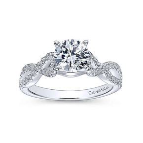Gabriel & Co. 1/3 ct. tw. Round Semi-Mount Diamond Engagement Ring with Infinity Band in 14K White Gold - ER7805W44JJ