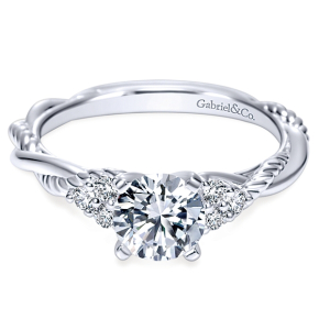 Gabriel & Co. 1/8 ct. tw. Twist Diamond Semi-Mount Engagement Ring in 14K White Gold - ER8817W44JJ