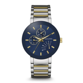 Bulova Men's  Blue Dial Watch with Gold Accents and Two-Tone Stainless Steel Band - 98C123