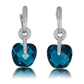 Bellarri LONDON BLUE TOPAZ and 1/8 ct. tw. DIAMOND earrings in 14K white gold - DXER2090W14-14KW