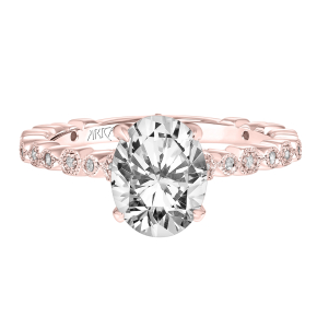 ArtCarved Vintage 1/5 ct. tw. Diamond Filigree Oval Semi-Mount Engagement Ring in 14K Pink Gold- 31-V823DVR-E.00-14P