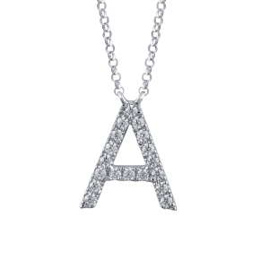 1/10 ct. tw. Diamond Letter A 10mm Pendant in 10K White Gold - PN1891A-A