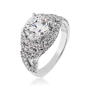 Valina 1 ct. tw. Diamond Split-Shank Band Semi-Mount Engagement Ring in 14K White Gold - R9849W@ALLOY