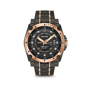 Bulova Precisionist Men's Two-Tone Black & Grey Dial Watch with Calendar Feature & Diamond Dial Accents in Two-Toned Stainless Steel - 98D149