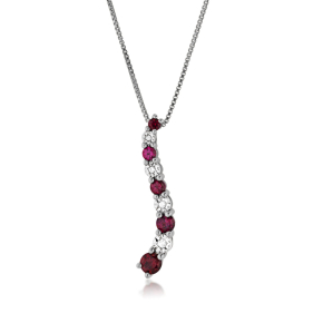 Journey Collection Ruby and .02 ct. tw. Diamond Pendant in 10K White Gold - ZP79041B0313@