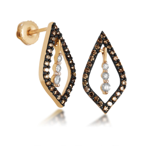 Mocha and White Diamond Earrings - 62944