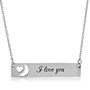 I Love You To The Moon & Back Bar Necklace in Sterling Silver - 462882