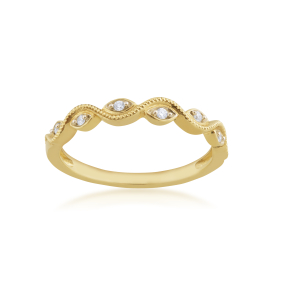 Perfect Match .05 ct. tw. Diamond Stackable Anniversary Band with Filigree Detailing in 10K Yellow Gold - RA-1525-PKY 10Y 