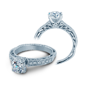 Verragio 1/5 ct. tw. Diamond Semi-Mount Engagement Ring with Filigree Detailed Band in 18K White Gold - AFN-5001R