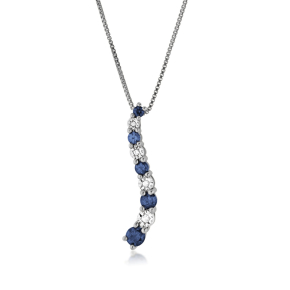 Journey Collection Sapphire and .02 ct. tw. Diamond Pendant in 10K White Gold - ZP79041B0314