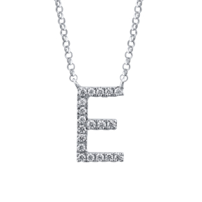 1/10 ct. tw. Diamond Letter E 10mm Pendant in 10K White Gold - PN2137A-E