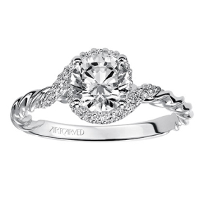 Artcarved Contemporary 1/7 ct. tw. Halo Diamond Semi-Mount Engagement Ring with Twisted Band Design in 14k White Gold - 31-V461DRW-E.00-14KW