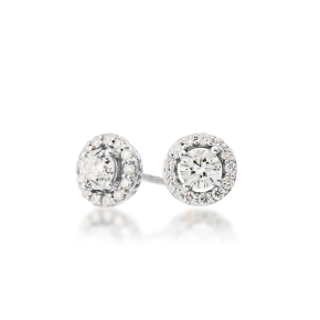Amaura Collection 1/2 CT. TW. Round Diamond Halo Earrings in 10K White Gold