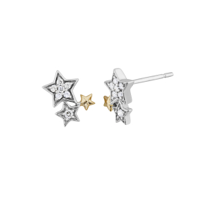 Enchanted Disney Tinkerbell 1/10 ct. tw. Star Post Earrings in Sterling Silver with 10K Yellow Gold Stars - ERO2558SY1PDSRD 
