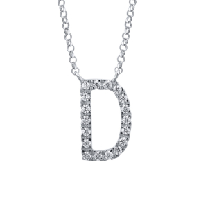 1/10 ct. tw. Diamond Letter D 10mm Pendant in 10K White Gold -PN2136A-D