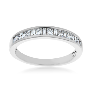 1/2 ct. tw. Princess Cut & Tapered Baguette Diamond Anniversary Band in 14K White Gold - RA-1435R-A56J4W-14W