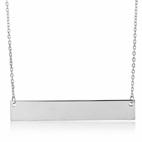 Engravable Fashion Layering Bar Necklace in 10K White Gold - 10KWBAR25-18