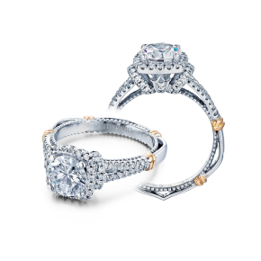 Verragio 1/3 ct. tw. Diamond Halo Round Semi-Mount Engagement Ring in 14K White & Pink Gold - D-117CU