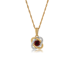 Love Knot Ruby and .05 ct. tw. Diamond Pendant in 10K Yellow Gold - PF486319-R
