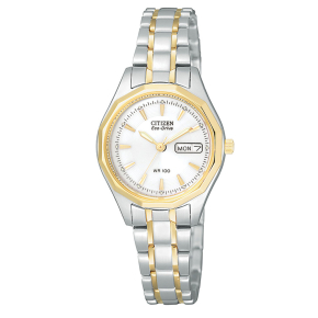 Citizen Corso Eco-Drive Chronograph Watch with White Dial and Two-Tone Stainless Steel Bracelet - EW3144-51A