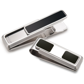 M-Clip Stainless With Black Enamel Inlay 2 Pocket Money Clip SS-BSS-BKEN-2P