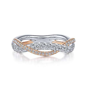 Gabriel & Co. 1/3 ct. tw. Diamond Twist Wedding Band in 14K White and Rose Gold - WB14460R4T44JJ