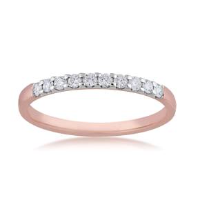 1/5 ct. tw. Classic Round Brilliant Diamond Anniversary Band with Prong Setting in 14K Pink Gold - MRA0960B56P-14P