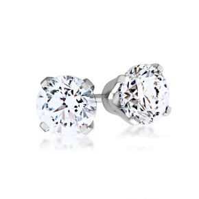 1 ct. tw. AA Quality Round Brilliant Diamond Solitaire Earrings in 14K White Gold - WHEA100BFRDAA 