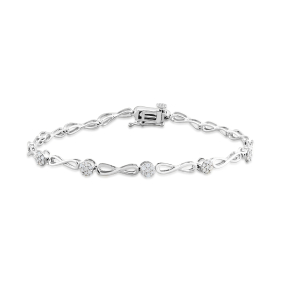 Fairytale Diamond Fashion 1/3 ct. tw. Cluster Infinity Link Bracelet in 10K White Gold