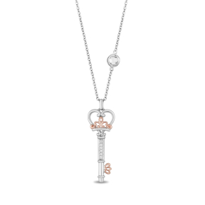 Enchanted Disney 1/20 ct. tw. Majestic Princess Tiara Key Pendant in Sterling Silver and 10K Pink Gold- PDO5676SP1PDSRD