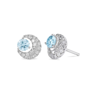 Lightbox Lab-Grown Diamond 1ct. tw. Blue and White Fashion Earrings in 10KT White Gold - ER102124