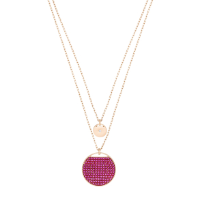 Swarovski Ginger Collection Fuschia Crystal Medallion layered Necklace in Rose Plating - 5472448
