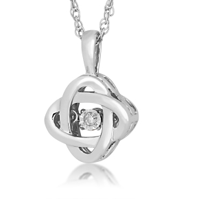 .01 ct. tw. Round Twinkling Diamond Knot Pendant with Miracle Plating in Sterling Silver - PD02296-SQ37-SS