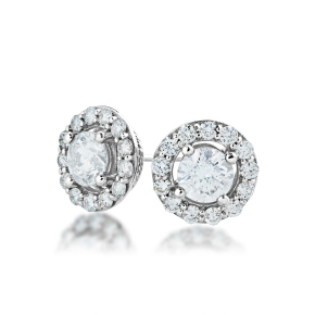 Amaura Collection 1 ct. tw. Round Brilliant Diamond Halo Earrings in 10K White Gold 